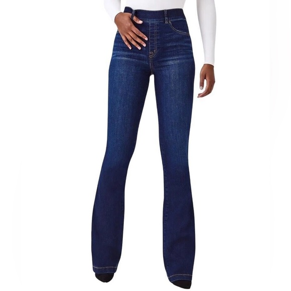 SPANX Denim - Spanx High Waist Booty Lift Shaping Flare Pull on Denim Jeans Size Petite Small